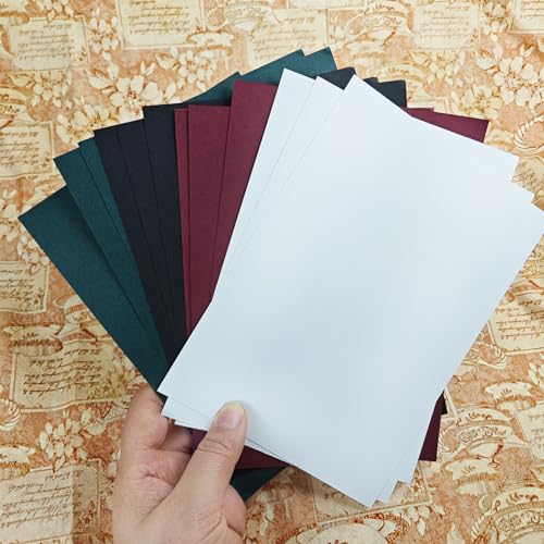 Pacote com 100 cartolina verde de 12,7 x 18 cm, papel grosso de 250 g/m², cartolina pesada em branco