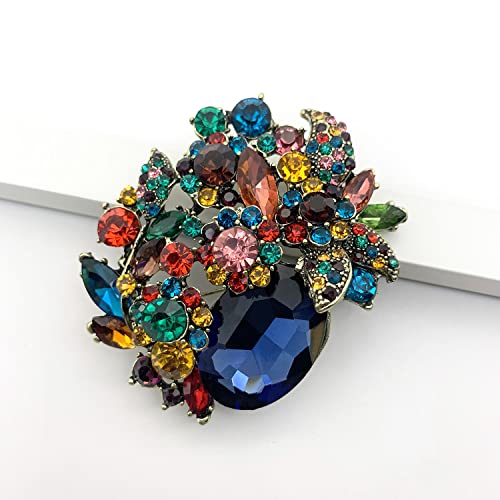 XGALBLA Vintage Austrian Crystal Rhinestone Elegant Party Flower Leaf Vine Brooch Pin4