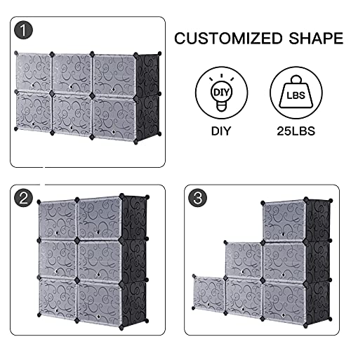 Image of YOUDENOVA Shoe Storage Cabinet 2 x 6 Tier Shoe Rack 24 Pair Plastic Shoe Shelves Organizer Portable Shoes Shelving Saving Space Shoes Cupboards for Hallways Bedroom Entryway