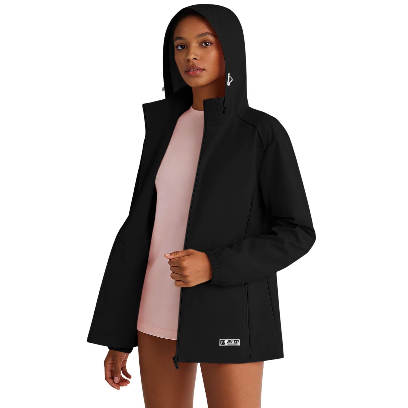 Generisch Leichte Outdoor hoodie Jacke Damen UV Schutz - Elastisch Schnell Trocknend Sonnenjacke mit Reißverschluss & Tasche für Sommer Outdoor