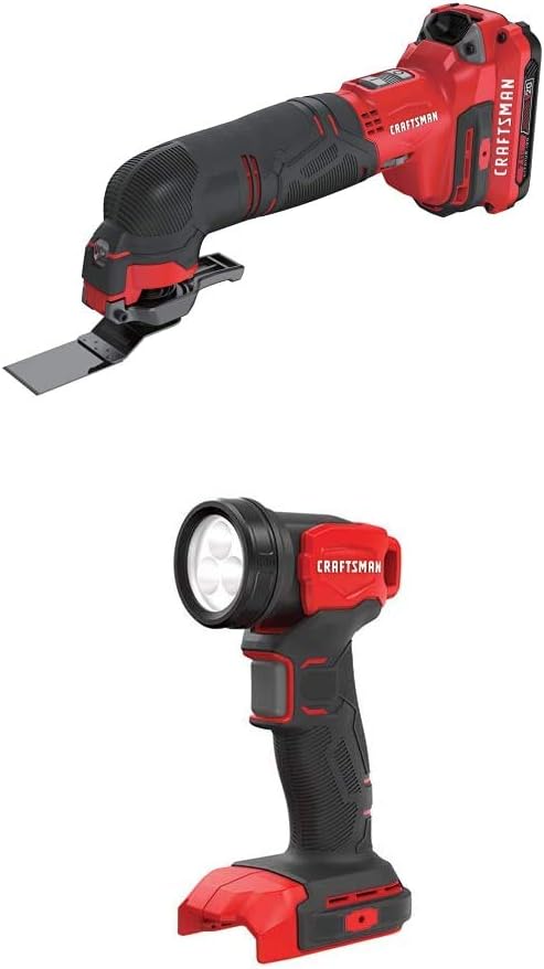 CRAFTSMAN V20 Oscillating Tool Cordless Kit with LED Work Light (CMCE500D1 & CMCL020B)