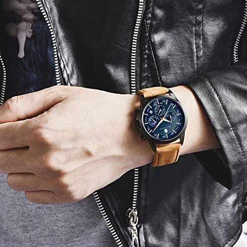 BY-BENYAR-SAPPHERO-Watches-for-Men-100M-Waterproof-Chronograph-Mens-Watch-Analog-Quartz-Movement-Wrist-Watch-Stainless-SteelLeather-Strap