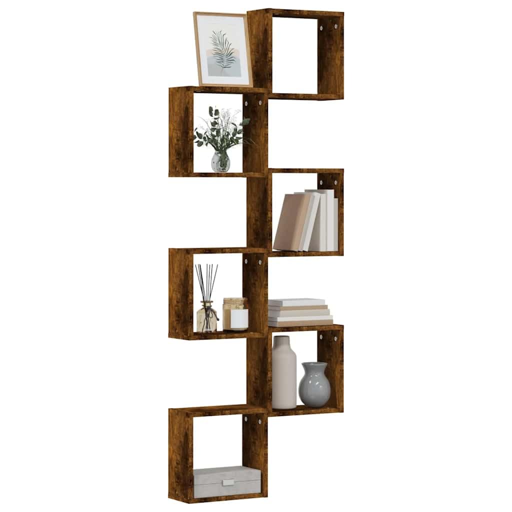 vidaXL Wall Cube Shelves 6 pcs Smoked Oak 30x15x30 cm, cube storage, cube organiser, floating shelf, cube shelf, cube storage organiser — image 1