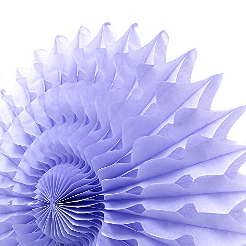ANCLLO 10pcs 35cm Hollow Paper Fans Set Hanging Ceiling Wall Decor Party Supply Photo Back Drop, Purple - Image 3