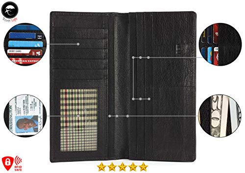 Image of RFID Blocking Mens Genuine leather Bifold Long Wallet