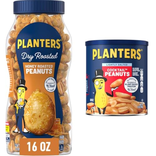 PLANTERS Honey Roasted Peanuts 16 Oz (1 Ct) & PLANTERS Lightly Salted Peanuts 16 Oz (1 Ct) Plant Based Protein Snacks Bundle image 2