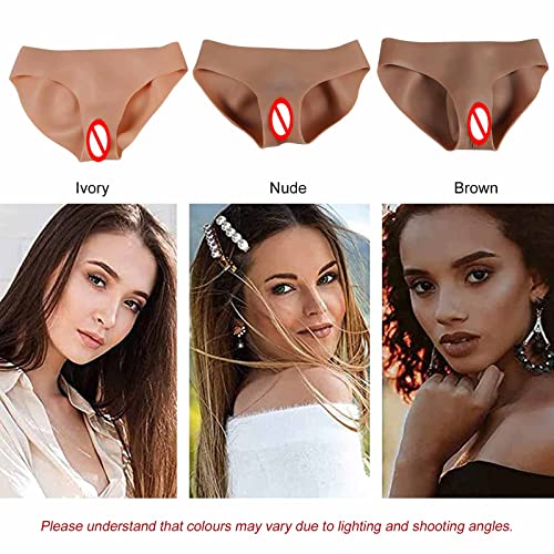 Bragas de silicona sissy ropa interior de vagina falsa color marfil 5