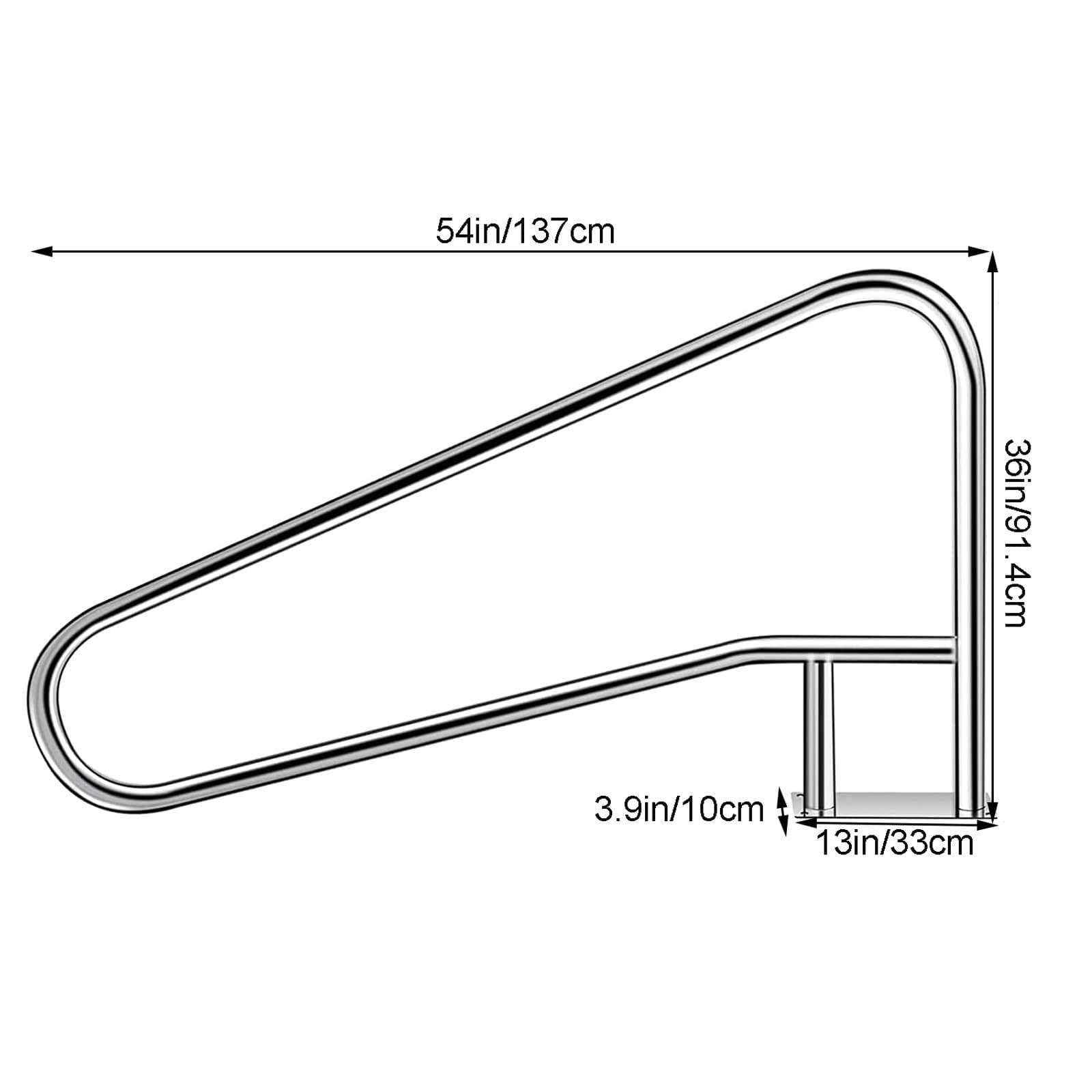 Pool Haltegriff Bogen Schwimmbad-Handlauf für Inground-Pool Silber 304 Edelstahl-Pool-Sicherheits-Handlauf mit Schnellspannsockel und Zubehör für Spa-Club, Garten-Hinterhof-Pools