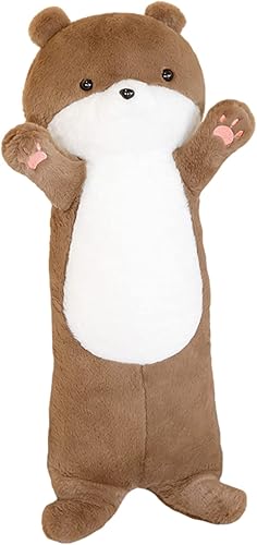 CAZOYEE Almohada larga de peluche de gato, lindo gato de peluche Kawaii, almohada de peluche de gatito, regalo para niños, 27.5 pulgadas