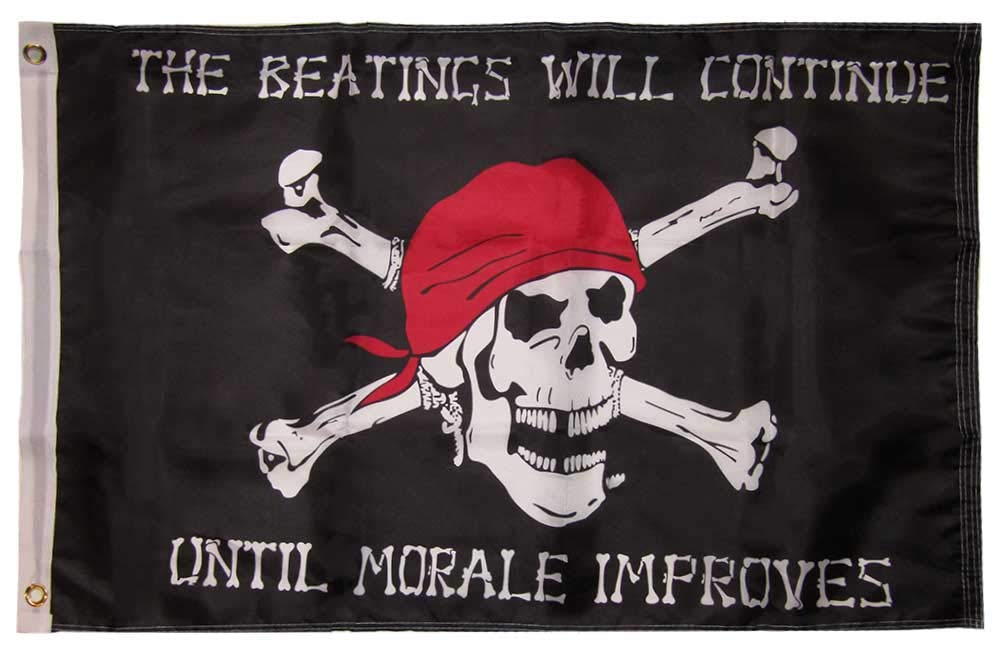 2x3 The Beatings Will Continue Until Morale Continues 150D Woven Polyester Nylon Flag 2'x3' Banner Grommets Heavy (UV Fade Proof Heavy Duty Wind Resistant Fabric)