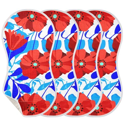 Stylized Poppy Leaves Burp Cloths for Babies Burp Rag Cotton Spit Up Rag for Babies Girls Infants3