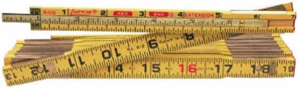 Crescent Lufkin 5/8" x 8' Red End Wood Rule with 6" Slide Rule Extension - X48N