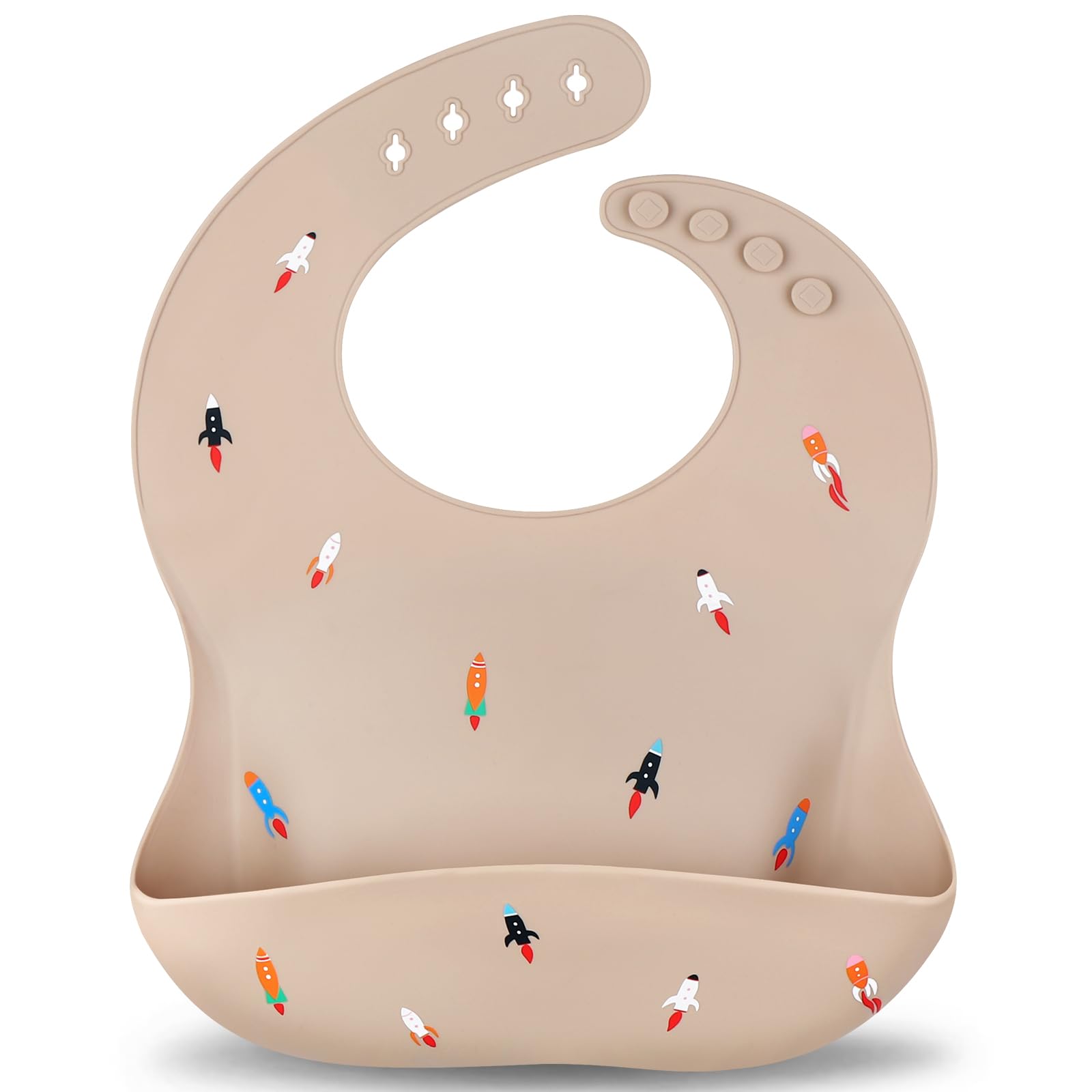 Accmor Silicone Baby Bibs, Waterproof Soft Bibs for Baby Girls Boys Feeding Eating, Silicone Baby Bibs with Large Pocket