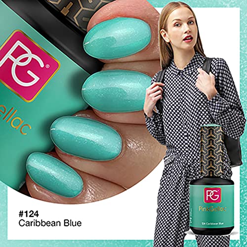 Pink Gellac Shellac Gel Nagellack 15 ml für UV LED Lampe | 124 Caribbean Blue Blau mit Perlmutt-Effekt | Gel Nail Polish… – Bild 2