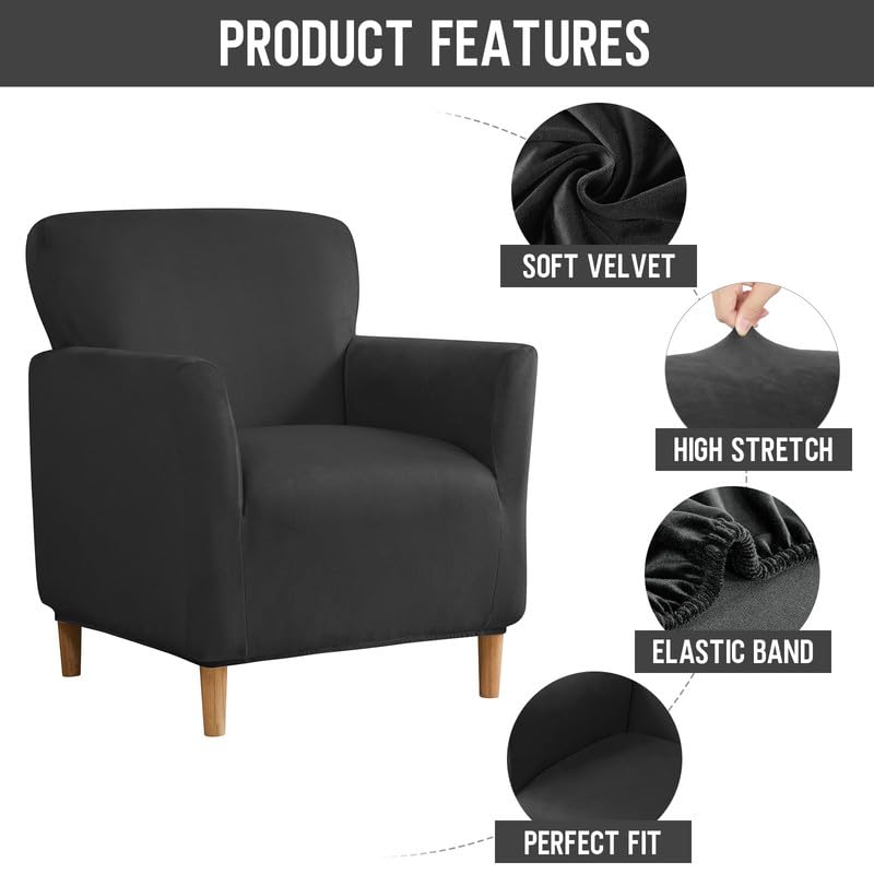 Mingfuxin Velvet Armchair Sofa Covers, Stretch Banquet Tub Chair Covers Slipcovers - Image 2