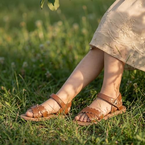 Image of THEE BRON Toddler Girls Sandals Wedding Flower Girl Dress Shoes Open Toe Flats