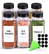ComSaf Large Spice Jars, 6Pcs 8 oz glass spice bottle with lids, Empty Spice Containers and Squar...