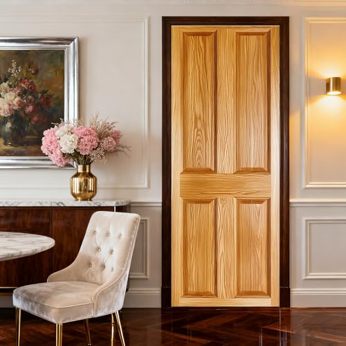 Image of Nuxovilar Wood Panel Door Stickers Peel Stick PVC 30.3x78.7 Inches Cover