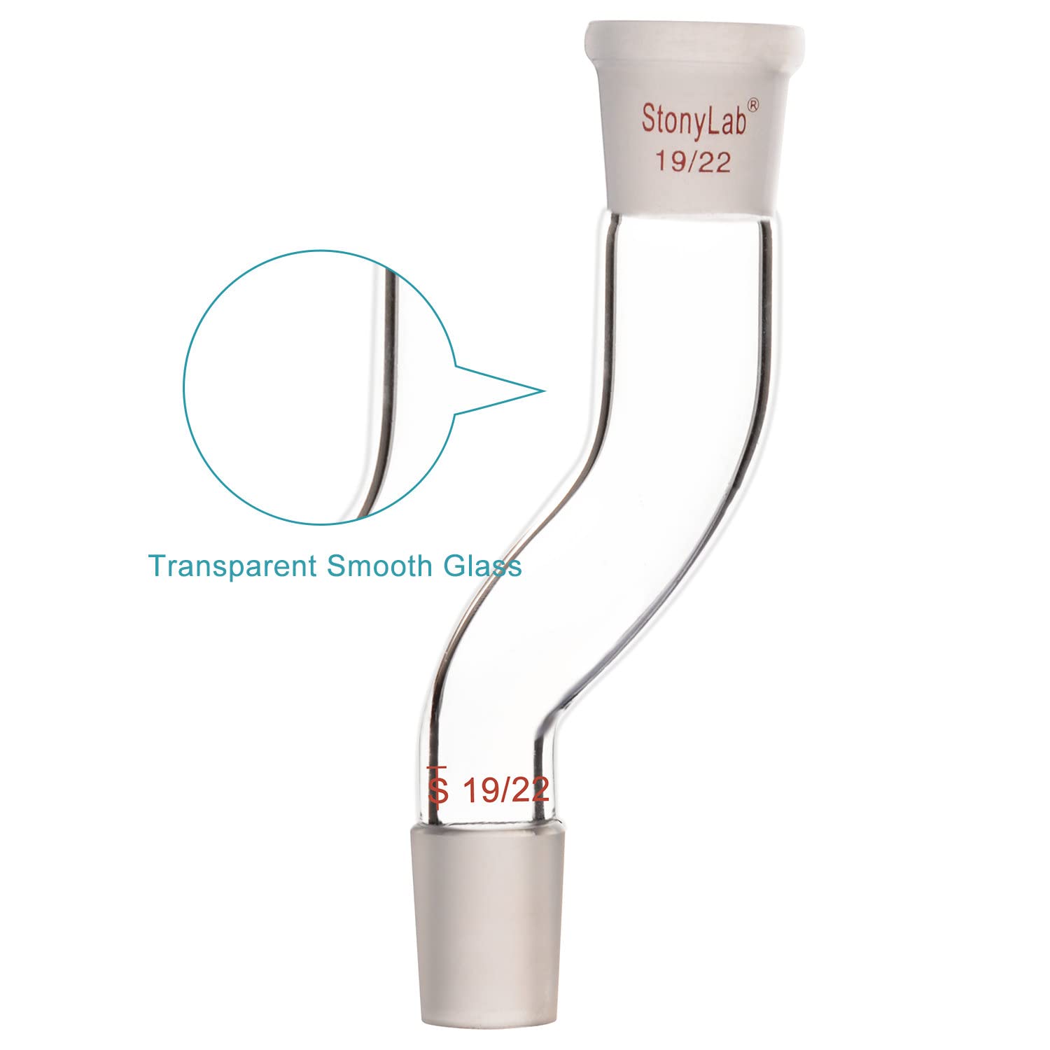 stonylab Borosilicate Glass Connecting Adapter, Two 19/22 Joints Offset Adapter, for Laboratory Distillation — Amazon image 3