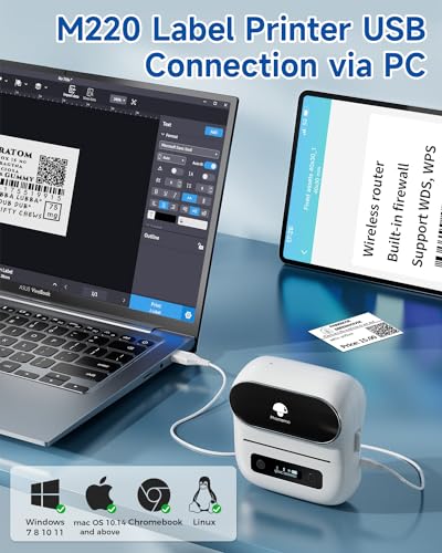 Image of Phomemo M220 Label Maker, New Flagship 3.14 Inch Bluetooth Portable Thermal Label Printer for Barcode, Address, Labeling, Mailing, File Folder, Easy to Use, Support Phone&PC | for Barcode, Address, Labeling, Mailing, File Folder, Easy to Use, Support Phone&PC