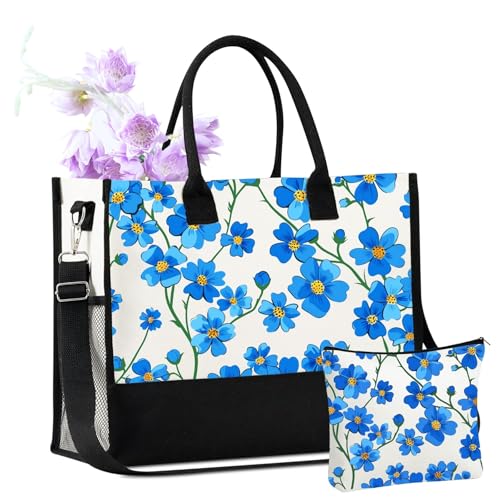 Bolso Tote de Lona para Mujer con Cierre Superior y Correa miniatura 1