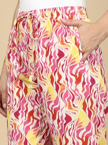 Image of PYNK by Lux Cozi Women's Cotton Printed Palazzo Pyjama Relaxed Lounge Pants | Super Soft Comfortable | Loungwear Pyjama Pant-Pack of 1