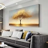 LAVIKARS Modern Tree of Life Wall Art for Living Room Office Golden Sunset Abstract Landscape Canvas Painting Prints Large Nature Artwork Home Kitchen Bedroom Decor (20x40 Inches)