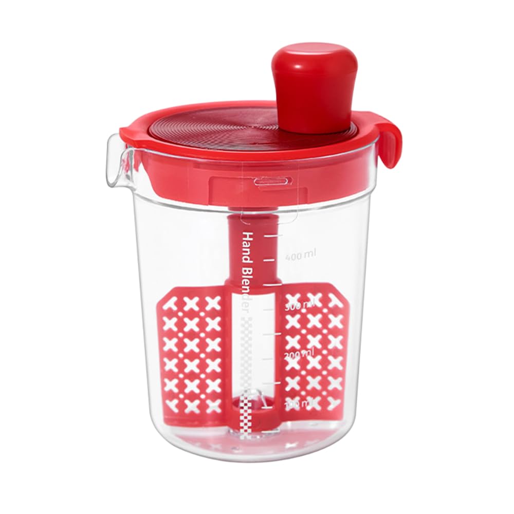 MiOYOOW Salatdressing-Mixer, 500ml Eierfilter-Mixbecher, Manuelle Rührflasche, Manuelle Saucen Shaker Flasche mit Skala für Ei, Teig, Salatdressing