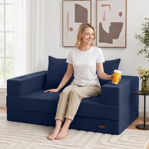 Image of COMAX Futon Sofa Bed, Convertible Sofa Bed, Folding Boneless Couches | Low-Profile Small Boneless Couch for Living Room, 11.8 inch H Low Seat 59 inch Foldable Floor Sofa Lounge Space‑Saving