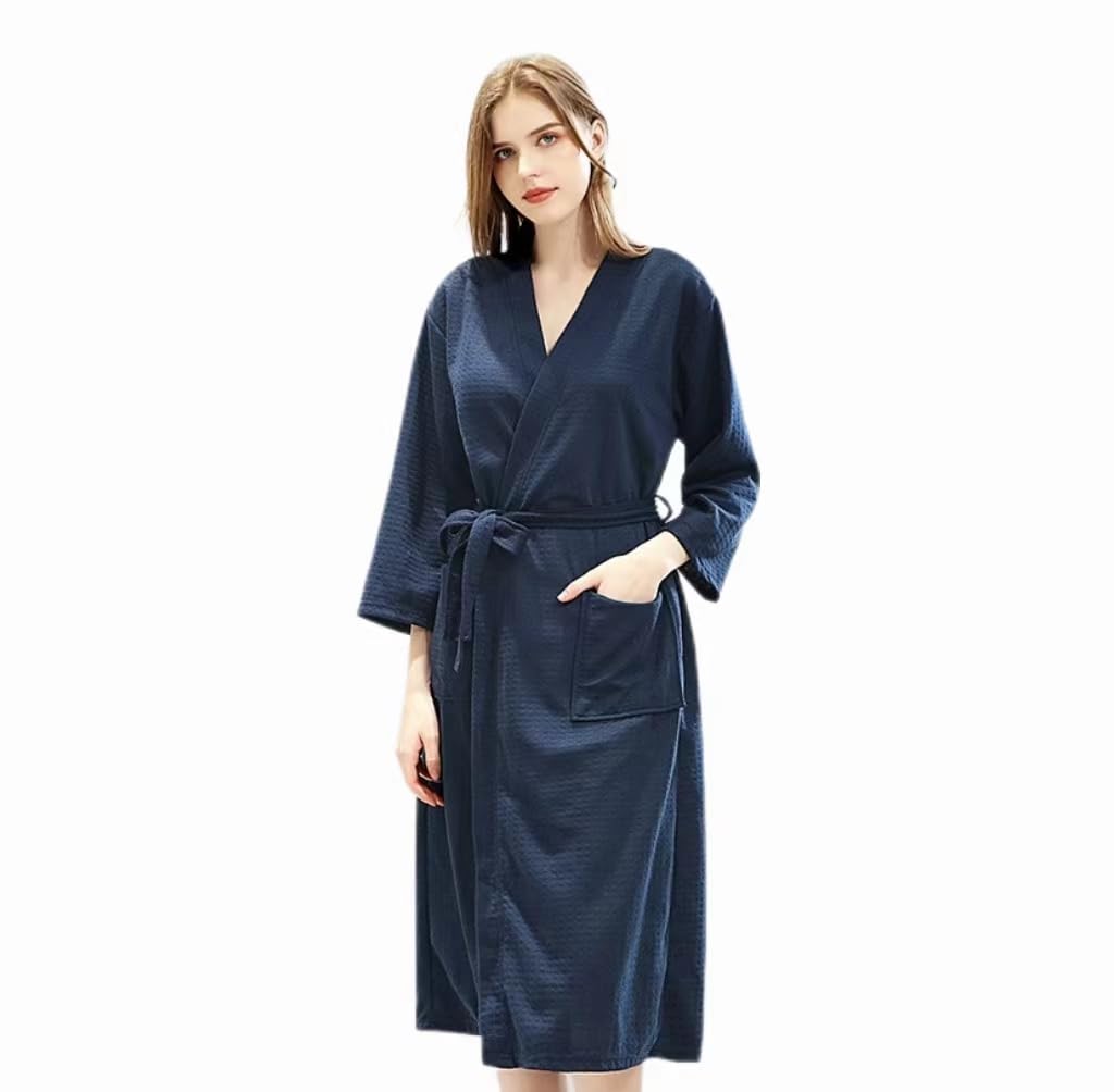 Women Bathrobe Waffle Weave Lightweight Kimono Spa Bathrobe for Lady