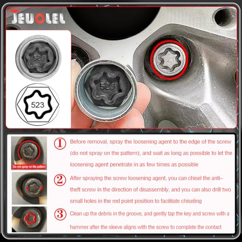 Image of 21PCS Wheel Locking Nut Key Kit Compatible with VW VAG Volkswagen | Wheel Lock Nut Socket Adapter Set, Anti-Theft Lug Removal Tool, Anti-Theft Screw Remover, Repair Tool, Tyre Fitting, garage