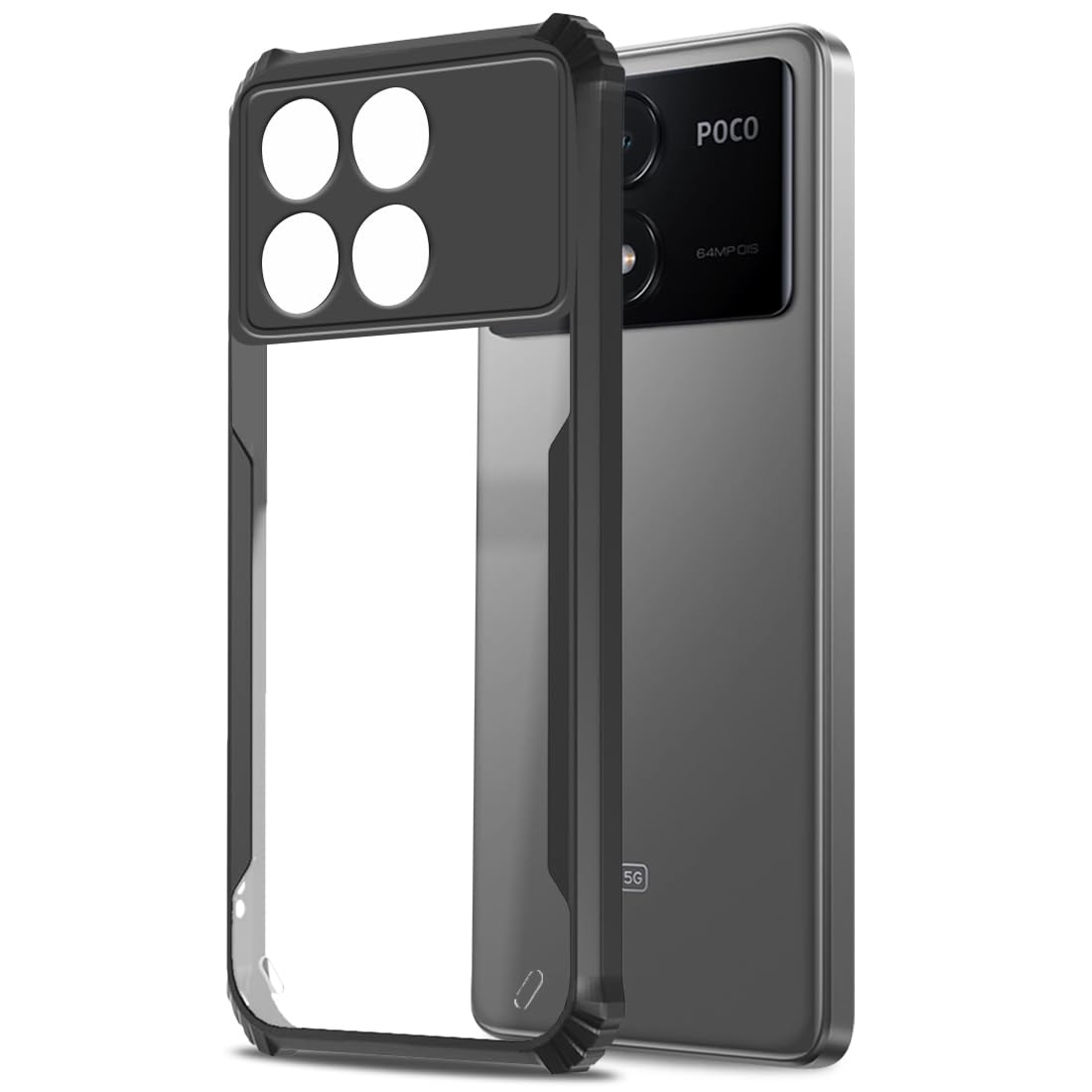 Fashionury Shockproof Crystal Clear Back Cover for Poco X6 Pro 5G | Protective Design | 360 Degree Protection | Transparent Back Cover for Poco X6 Pro 5G (PC, TPU | (Black Bumper) (B0CV453Y5F) Amazon Price History, Amazon Price Tracker
