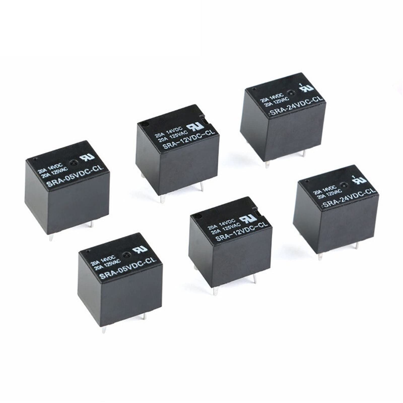 Części zamienne 2 szt. 5V 12V 24V 20A Przekaźnik mocy DC -05VDC-CL -12VDC-CL -24VDC-CL 5-pinowy typ PCB w magazynie przekaźnik samochodowy czarny (kolor: -05vdc-cl)