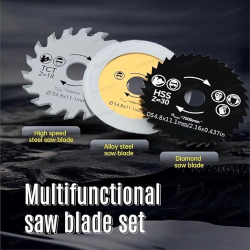 Image of 3pcs /set Mini Circular Saw Blade Diamond Cutting Disc Accessories Set TCT HSS Saw Blade for Wood Metal Tile Cutting Disk (3 Pcs, Suitable for Cutting)