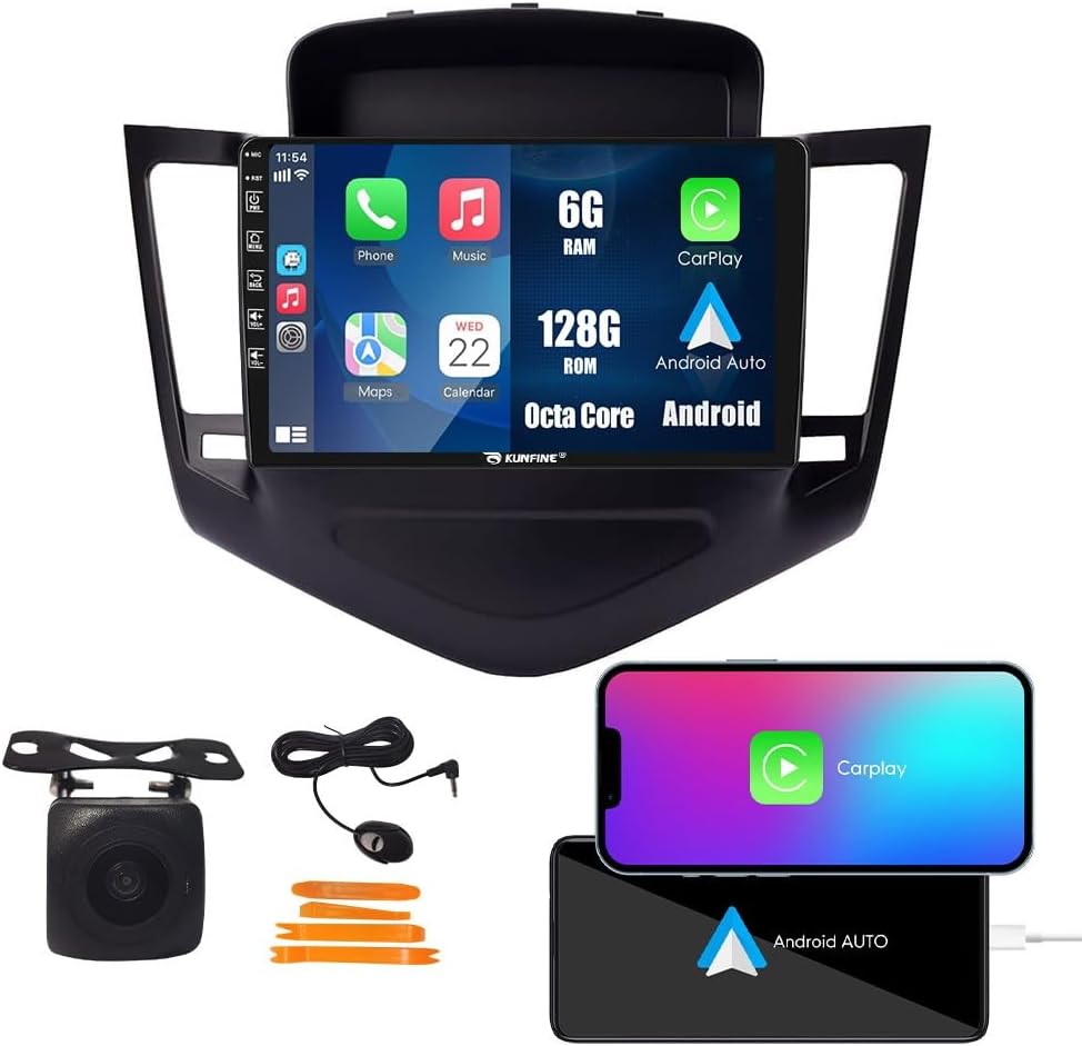 KUNFINE Android 10 Auto Radio Car Navigation Stereo Player GPS Radio IPS 2.5D Fit for Chevrolet Cruze 2009-2015