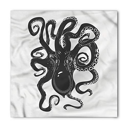 Ambesonne Unisex Bandana, Octopus Tentacle Sea Monster Design, Grey Charcoal