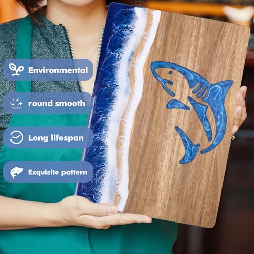 Tabla de Cortar Rectangular de Madera y Resina Azul miniatura 2