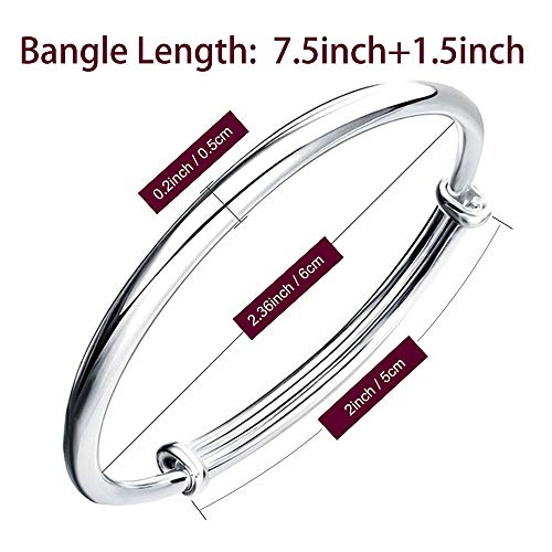 Sosuo US_JWEY_B01N3BN3TR Fashion Women Jewelry Solid 925 Sterling Bangle Bracelet Gift, Silver thumb #1