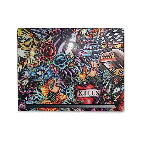 Image of MightySkins Carbon Fiber Skin Compatible with Alienware M18 R1 (2023) Full Wrap Kit - Old School Tattoo | Protective, Durable Textured Carbon Fiber Finish | Easy to Apply | Made in The USA