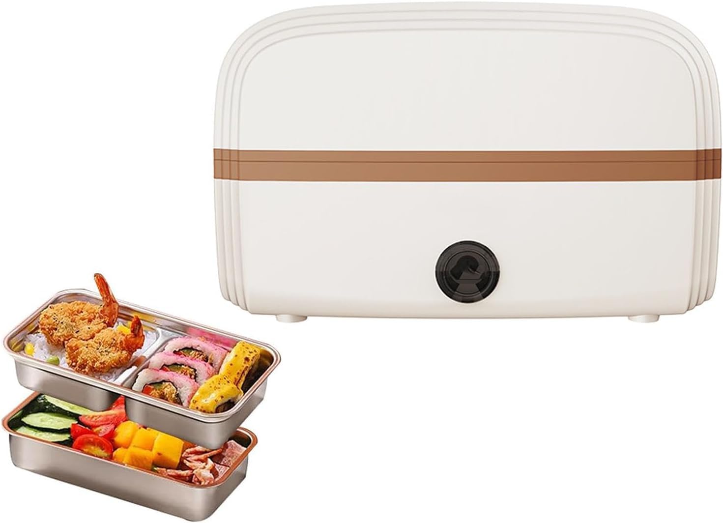 Lunch Box con Riscaldamento Elettrico, Scaldavivande Riscaldato da 300 W 6 in 1 Ciotole Portatili A Tenuta Stagna in Acciaio Inossidabile da 1,0 Litri 304 E Griglia per La Cottura A Vapore