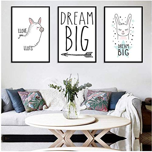 Affiche toile alpaga mignon 50x70cm pour decoration murale de salon