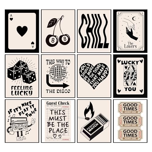 Affiches rétro pour chambre d'adolescentes lot de 12 posters monochromes sans cadre 20x25 cm