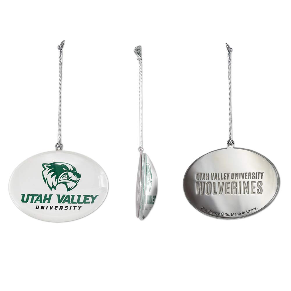 Fan Frenzy Gifts NCAA Utah Valley University Glass Ornament
