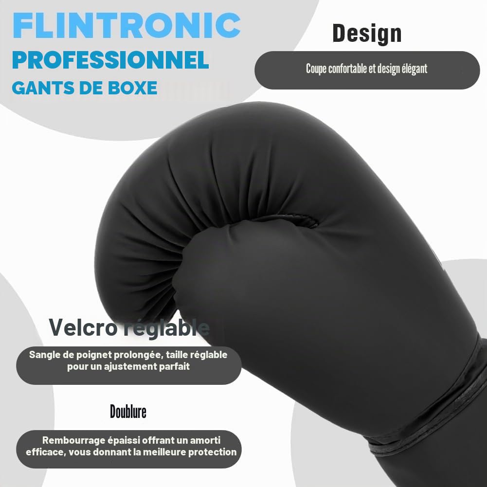 Flintronic Gants de Boxe pour Enfants, Gants d'entraînement de Boxe, Gant Boxe Homme & Femmes, Gants de Boxe Réglables pour Arts Martiaux, MMA, Muay Thai, Kickboxing, Sac de Frappe (âgés 3-10 Ans)
