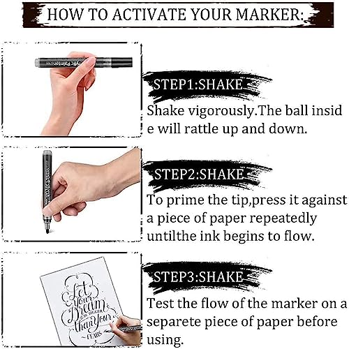 Image of kreni Water-Based Black White Gold Silver Fine, Medium Point Acrylic Paint Marker Pens Permanent for Rocks Painting DIY Craft Making Supplies(Set of 4)