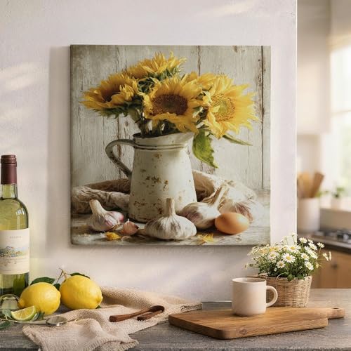 Œuf d'ail jaune d'été imprimé sur toile murale au style rétro champêtre - 5