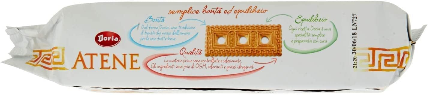 Italian Gourmet Bundle Doria Atene Biscuits 12 x 500 g + Italian Gourmet Polpa, frollini italiens à la forme unique, biscuits sucrés format familial, lot économique pour petit-déjeuner et pause