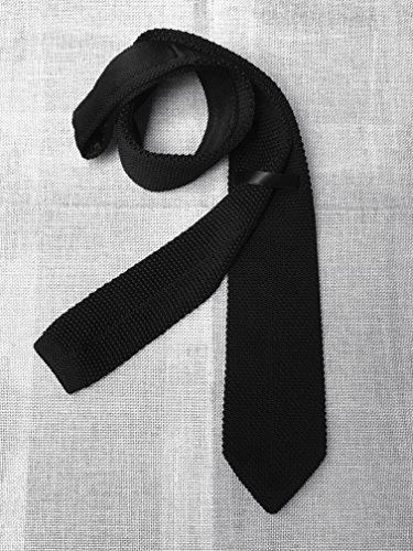 Men Boys Black Knitted Neck Tie Accessory Narrow Funeral Necktie For Husband Bf #TOP2
