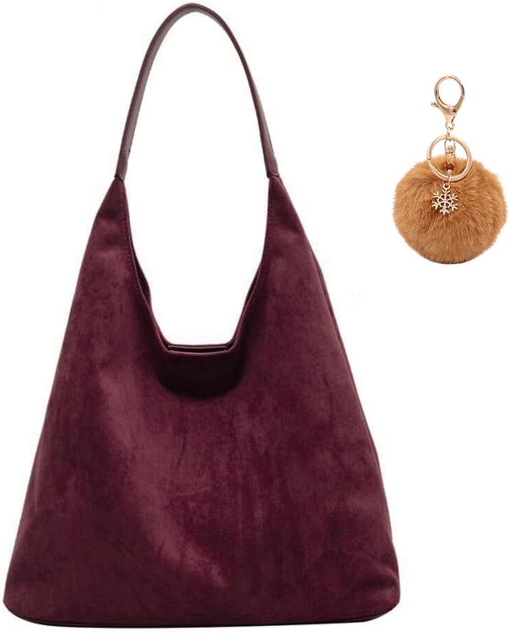 Sac à bandoulière hobo en daim pour femmes grand sac shopping burgundy