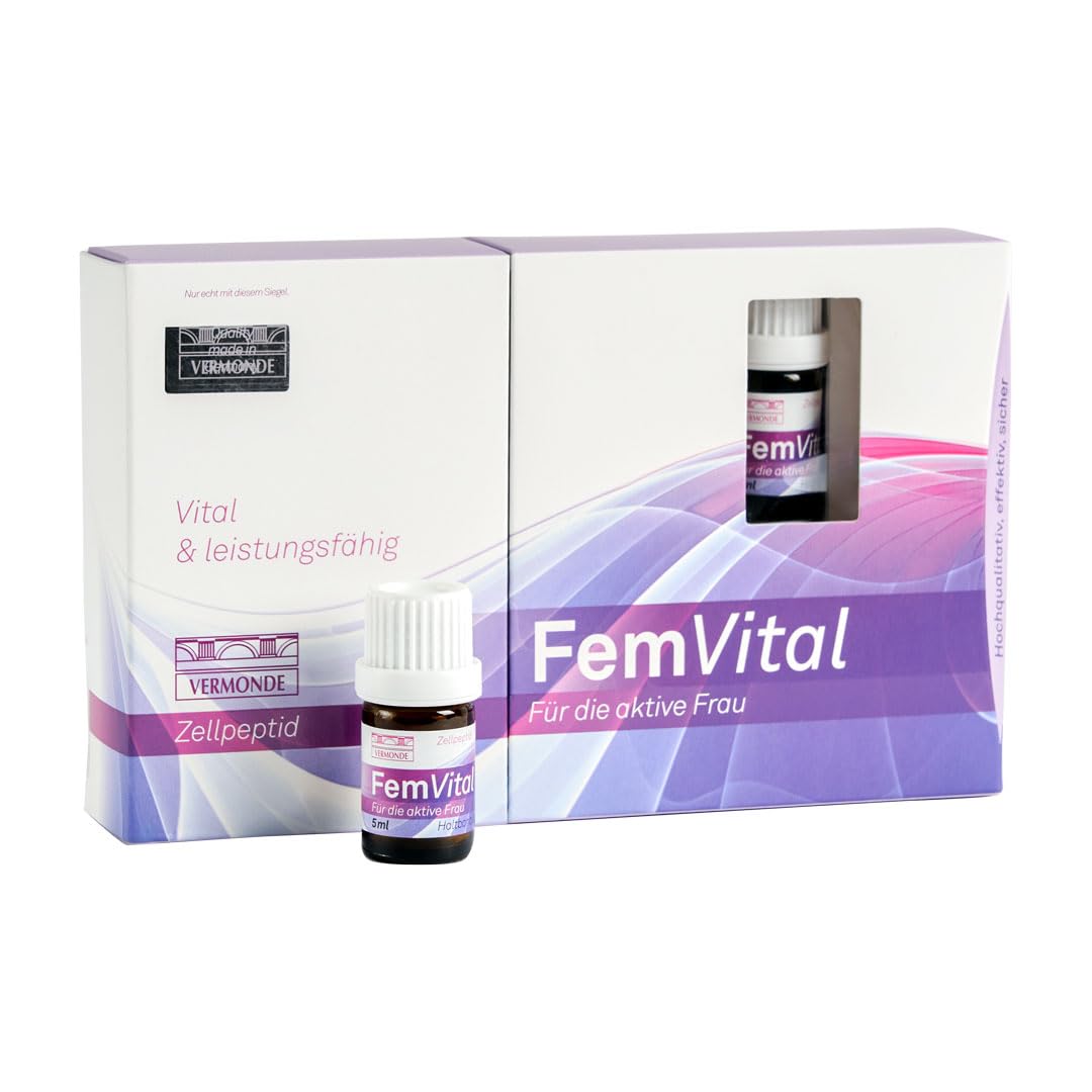 FemVital Trinkampullen – Hormonbalance & Energie für die aktive Frau – Unterstützt hormonelle Regulation, reduziert Müdigkeit & Stress – mit CARE-Technologie & Zellpeptiden – Vermonde, 8x5 ml